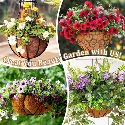 Legigo 14-Inch Coco Fiber Hanging Basket Liners - 4 Pack of 100% Natural Round Plant Liners