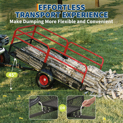 Garvee Tow Behind Dump Trailer for ATV UTV, 1500 lbs 20 Cubic Feet Heavy Duty Yard Garden Trailer Dump Cart Pull Behind with Removable Sides & All Terrain Tires, Fits Lawn Mower, Tractor, Garden