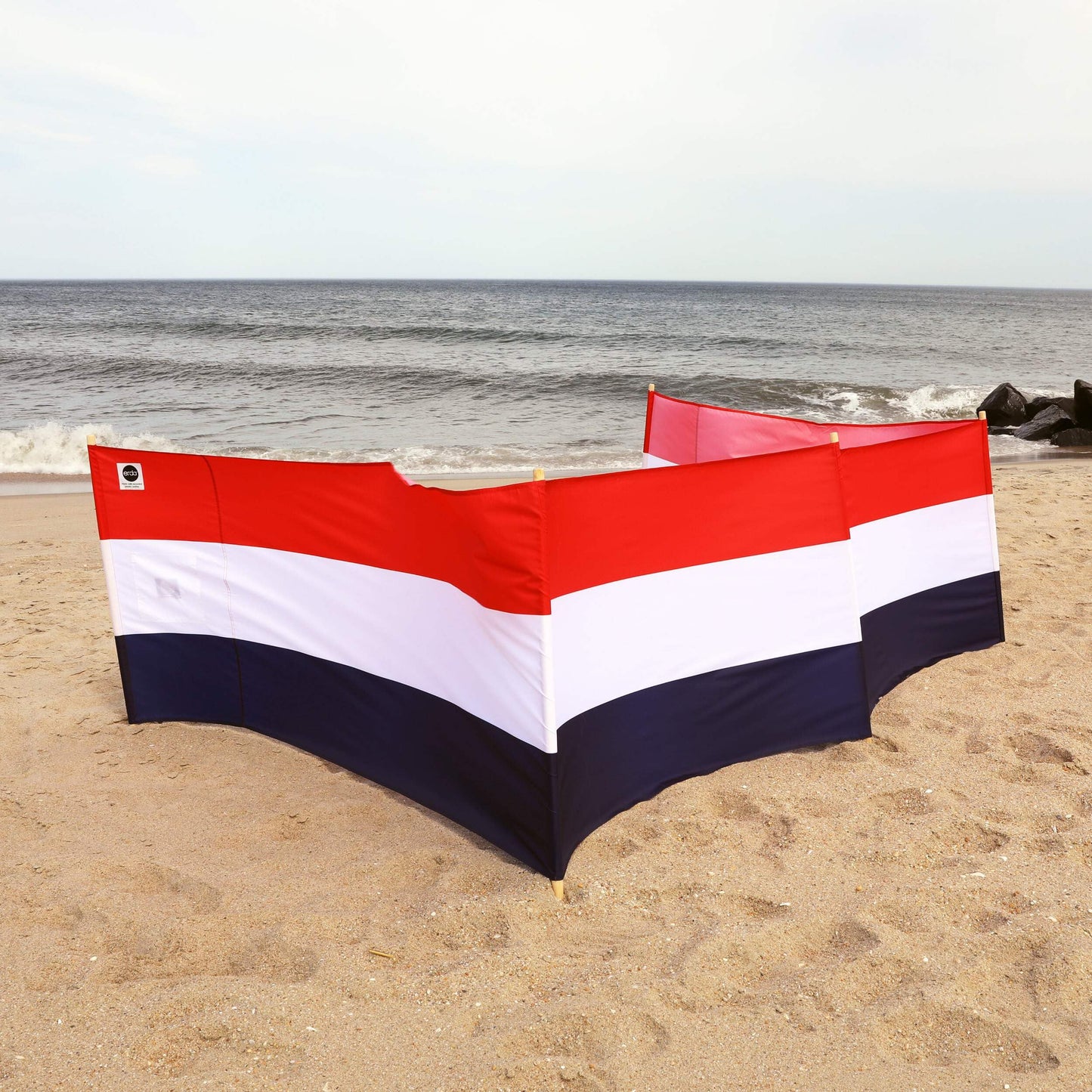 erda Liberty Stripe Pro Beach Recycled Polyester Rip-Stop 20 ft Lightweight Windscreen, Privacy Screen, Wind Blocker, Free Matching Shoulder Bag