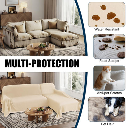 HYZOTEX Waterproof L Shaped Sectional Couch Covers Blanket 2 Piece Sectional Sofa Cover Washable L Shape Sofa Slipcover Jacquard Quilted Furniture Protector for Dogs Pets Cats (XX-Large, Light Beige)