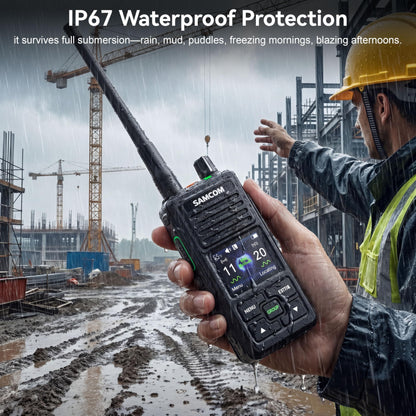 SAMCOM Digital Analog Dual Mode Radio, IP67 Waterproof DMR Walkie Talkie with Customised Radio's Name and ID, GPS, SMS Messaging, Group Call & Call Logs,Time Zone for Business Industrial Security
