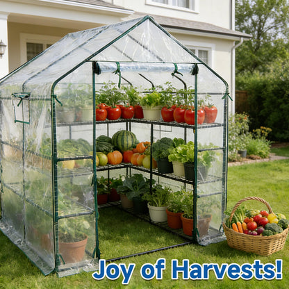 SUNGIFT Greenhouses for Outdoors, Upgraded PVC Cover Walk-in Greenhouse Kit 57x61x80 Inch, Zippered Windows Mesh Door, Plant Garden Hot House for Outside, Clear