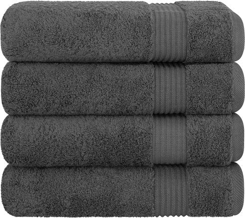 Cotton Paradise Extra Large Soft Plush Turkish Bath Towels Set - 4 Piece Dark Gray Collection