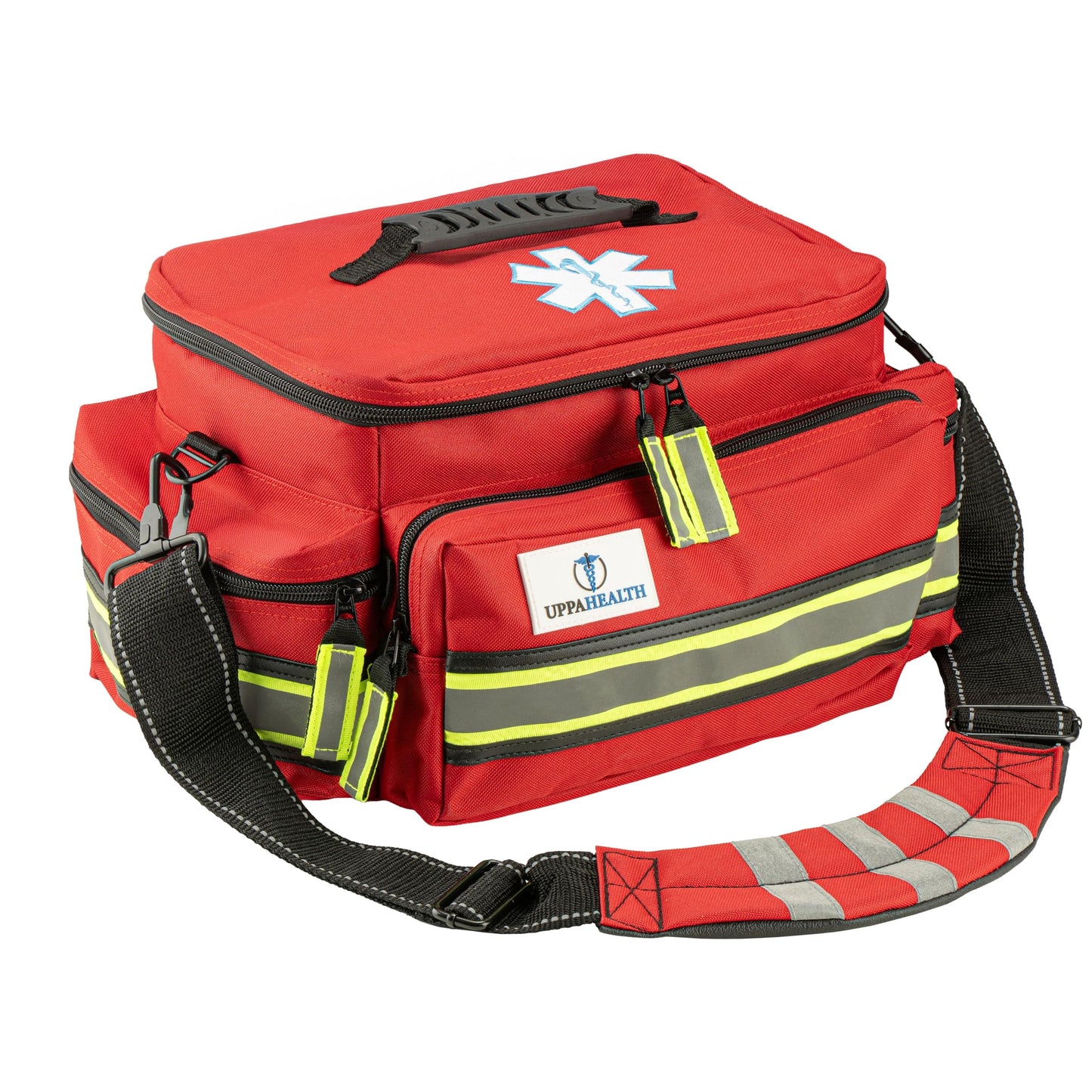 UppaHealth First Responder Fully Stocked Trauma First Aid Kit – EMT/EMS Emergency Medical Bag with 450+ Supplies for Home, Car, Workplace & Camping