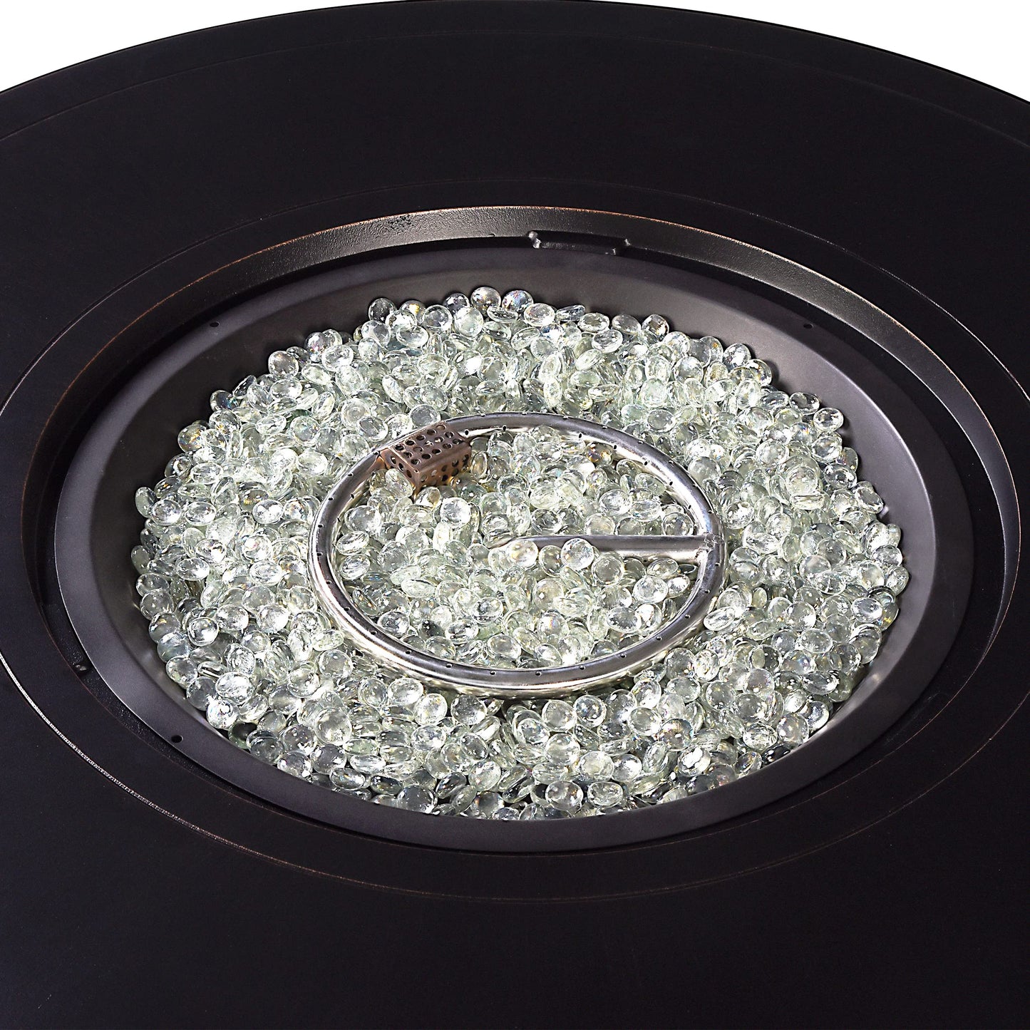 Oakland Living Round 44 in. x 44 in. Aluminum Propane Fire Pit Table with Glass Beads, Two Covers, Lid, 57,000 BTUs in Copper Finish