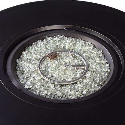 Oakland Living Round 44 in. x 44 in. Aluminum Propane Fire Pit Table with Glass Beads, Two Covers, Lid, 57,000 BTUs in Copper Finish