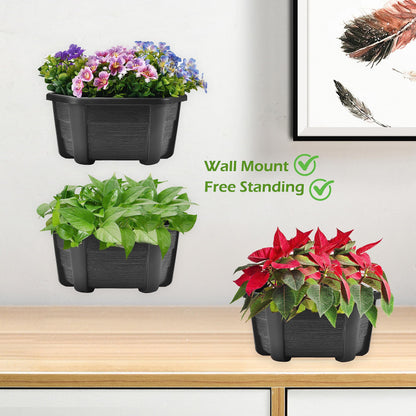 ORIMERC 9.8 Inches Self Watering Wall Planters for Indoor Plants, Railing Planters Balcony Planters Wall Hanging Planters, Lightweight, Dark Coffee (Pack of 8)
