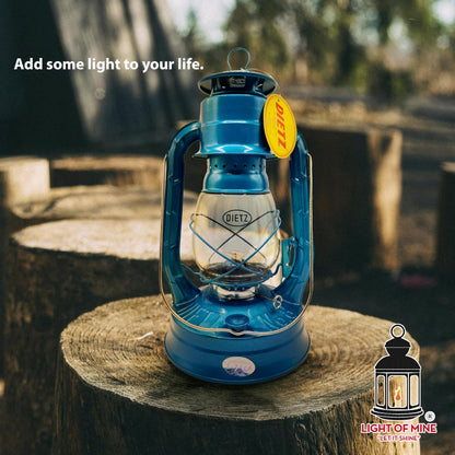 LIGHT OF MINE Dietz #08 Air Pilot Blue Oil Lantern, Multicolor, Metal, Model LOM-LAMP-8, with 7/8in Replacement Wick Strips