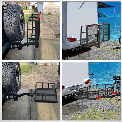Nilight 60" x 20"x 7.87" Hitch Cargo Carrier & 5/8" Pin Clip Fits 2-Inch Receiver 500 Lbs Heavy Duty Capacity Luggage Basket Fold Up for SUV Pickup Camping Traveling