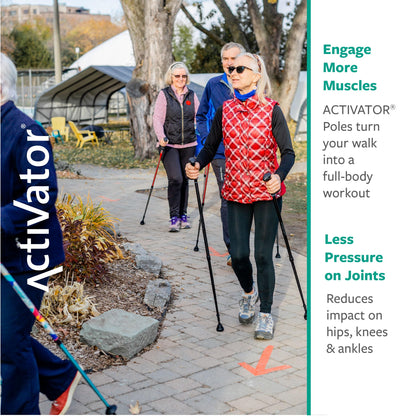 Urban Poling ACTIVATOR® Walking Poles for Balance and Rehabilitation – 1 Pair – Ergonomic CoreGrip™ Handles – Adjustable, Collapsible, and Lightweight for Stability and Recovery in Evening Black