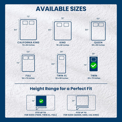 Utopia Bedding Twin Size Mattress Protector - Waterproof Terry Cover with Deep Pockets | Soft & Breathable White