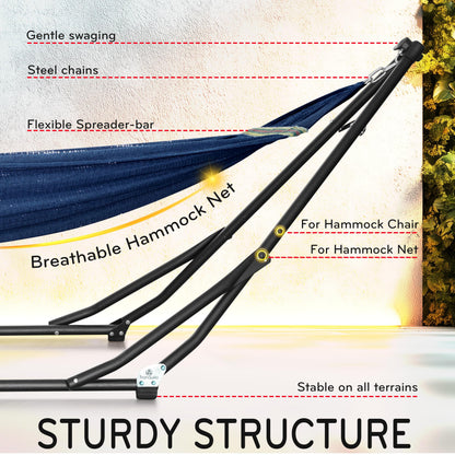 Tranquillo UniGen Hammock, Hammock with Stand Heavy Duty Indoor/Outdoor Hammock with Signature Steel Stand, 600lbs Premium Foldable, Durable 2-Layered Soft Polyester, Aegean