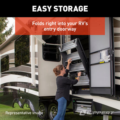 Lippert-733932 Solid Step Double Step for RV and Travel Trailer Entry Doorway , Black, 30-inch