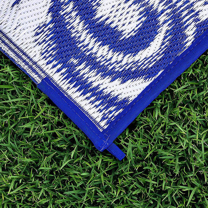 Camco 42841 Swirl Awning Leisure Mat-Blue 8' X 16'