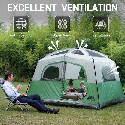 Happy Travel Tent 6 Person Tents for Camping, Waterproof Easy Setup Camping Tent with Rainfly, Portable Large Family Cabin Tent with 5 Large Mesh Windows and Carry Bag for Outdoor Camping & Hiking