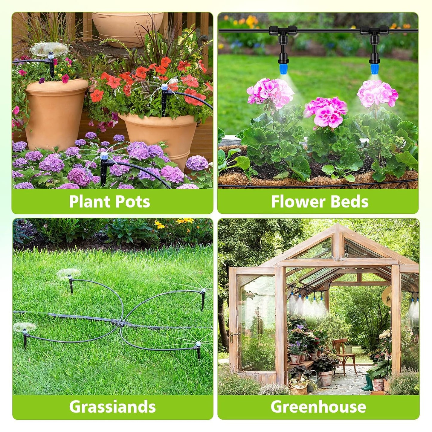 Quick-Connect Drip Irrigation System Kit by [Brand Name] - 230FT Automatic Garden Watering for Greenhouse & Lawn