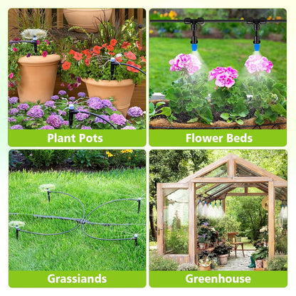 Quick-Connect Drip Irrigation System Kit by [Brand Name] - 230FT Automatic Garden Watering for Greenhouse & Lawn