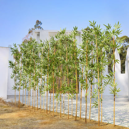 Artificial Bamboo Plant 7Ft Privacy Fence Screen - Real Bamboo Poles & UV-Resistant Faux Leaves for Indoor Outdoor, Fake Plants for Garden, Patio - Balcony Privacy Cover,Decorative Fencing 24Pcs,VN144