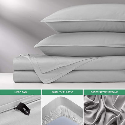 Pure Bamboo Twin Sheets - Luxuriously Soft 100% Organic Viscose Bed Sheet Set | Silver Pearl, Double Stitching