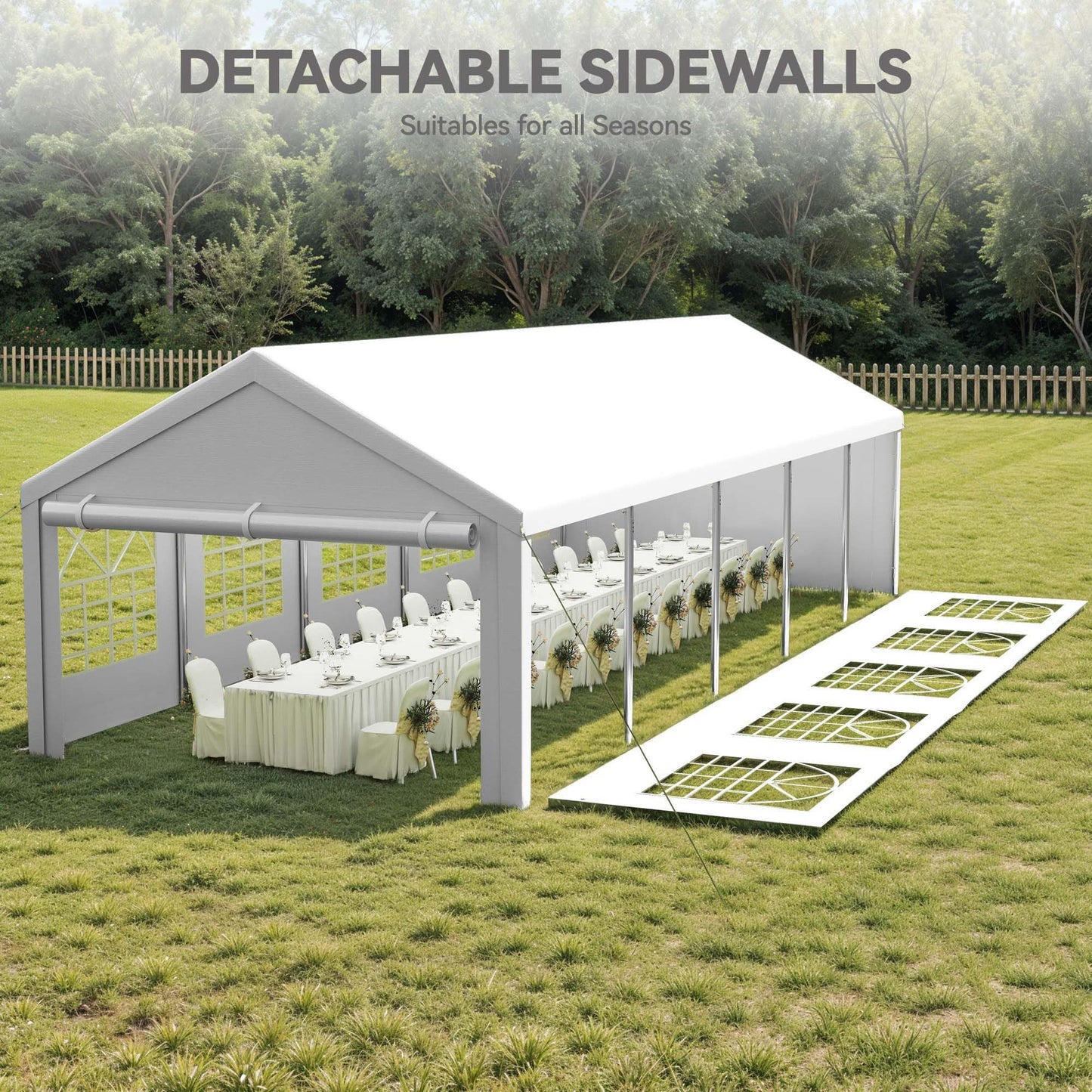 YITAHOME 16x32ft Party Tent Heavy Duty Outdoor Wedding Tent Canopy Event Shelters Upgraded Galvanized Steel Carport with Removable Sidewall Windows for Outdoor Weddings, BBQ and Parties, White