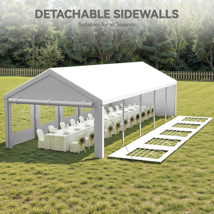 YITAHOME 16x32ft Party Tent Heavy Duty Outdoor Wedding Tent Canopy Event Shelters Upgraded Galvanized Steel Carport with Removable Sidewall Windows for Outdoor Weddings, BBQ and Parties, White
