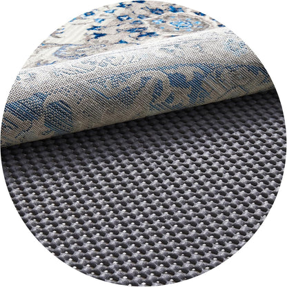 Veken 4 Ft Round Rug Pad - Non-Slip Gripper for Hardwood & Tile Floors | Thick Dark Grey Anti-Skid Mat