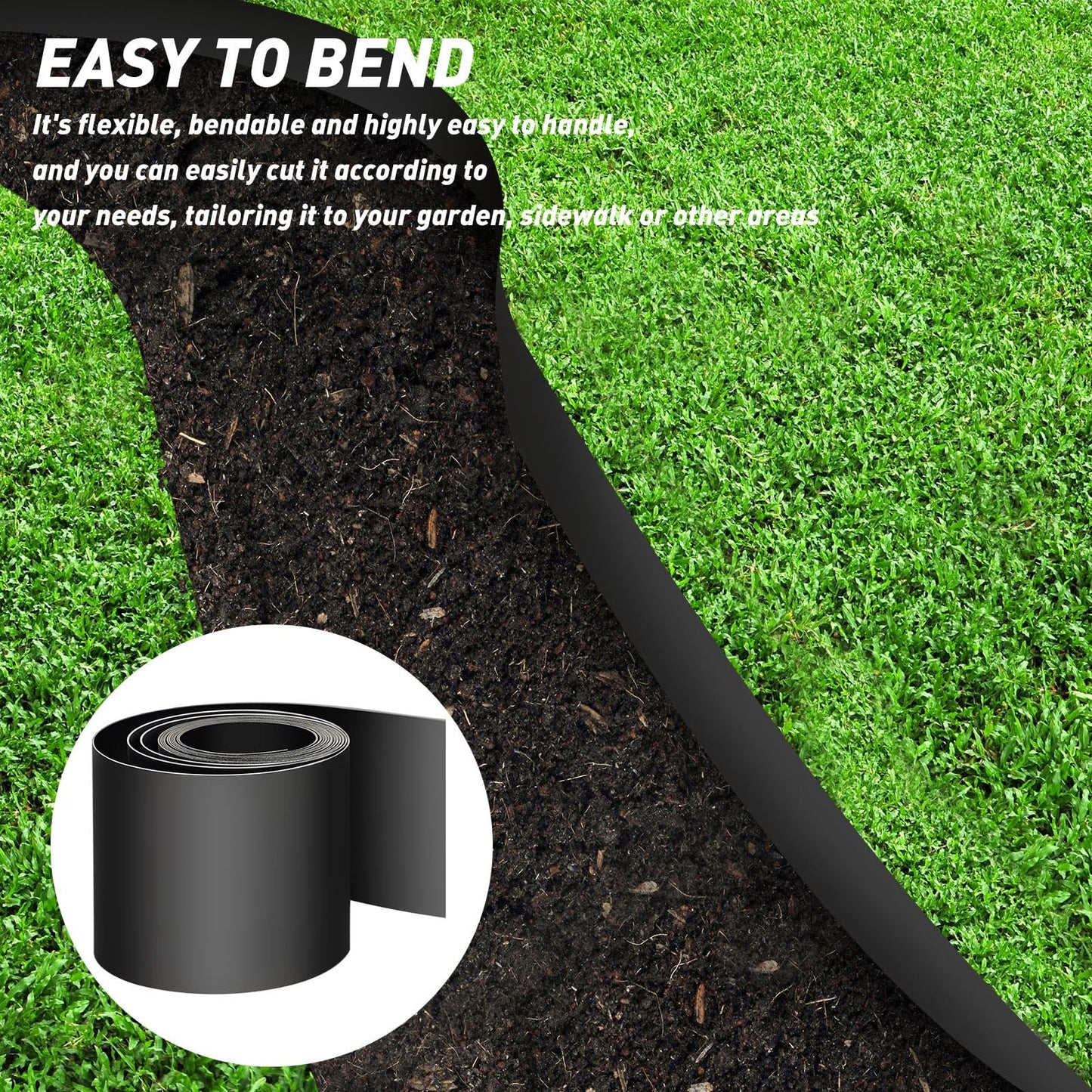 Landical 120 ft Grass Weed Barrier Landscape Edging 10 Inch Depth Flexible Border Roll Lawn Landscape Garden Edging Bamboo Tree Root Barrier for Sidewalk Backyard Driveway Path