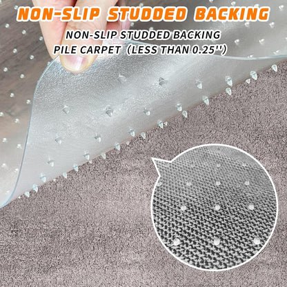 Office Chair Mat for Carpeted Floors, Desk Mats 48"X30" for Rolling Desk on Low Pile Carpets, Small Computer Gaming Plastic Floor Mats for Office Chair on Carpet, Easy Glide Without Curling