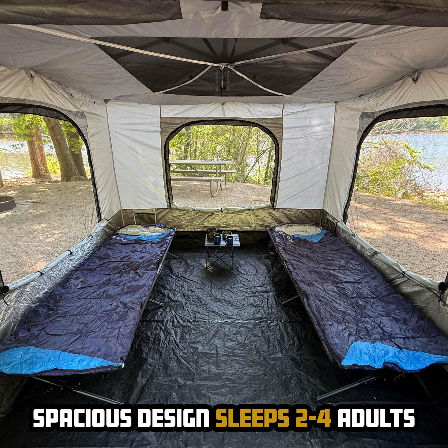 Compact Camper Tent Insert for Compact Shelter – Converts to Enclosed Room with Mesh Windows, Zippered Door, Water-Resistant Floor – Canopy/Frame Sold Separately (10ft x 10ft)