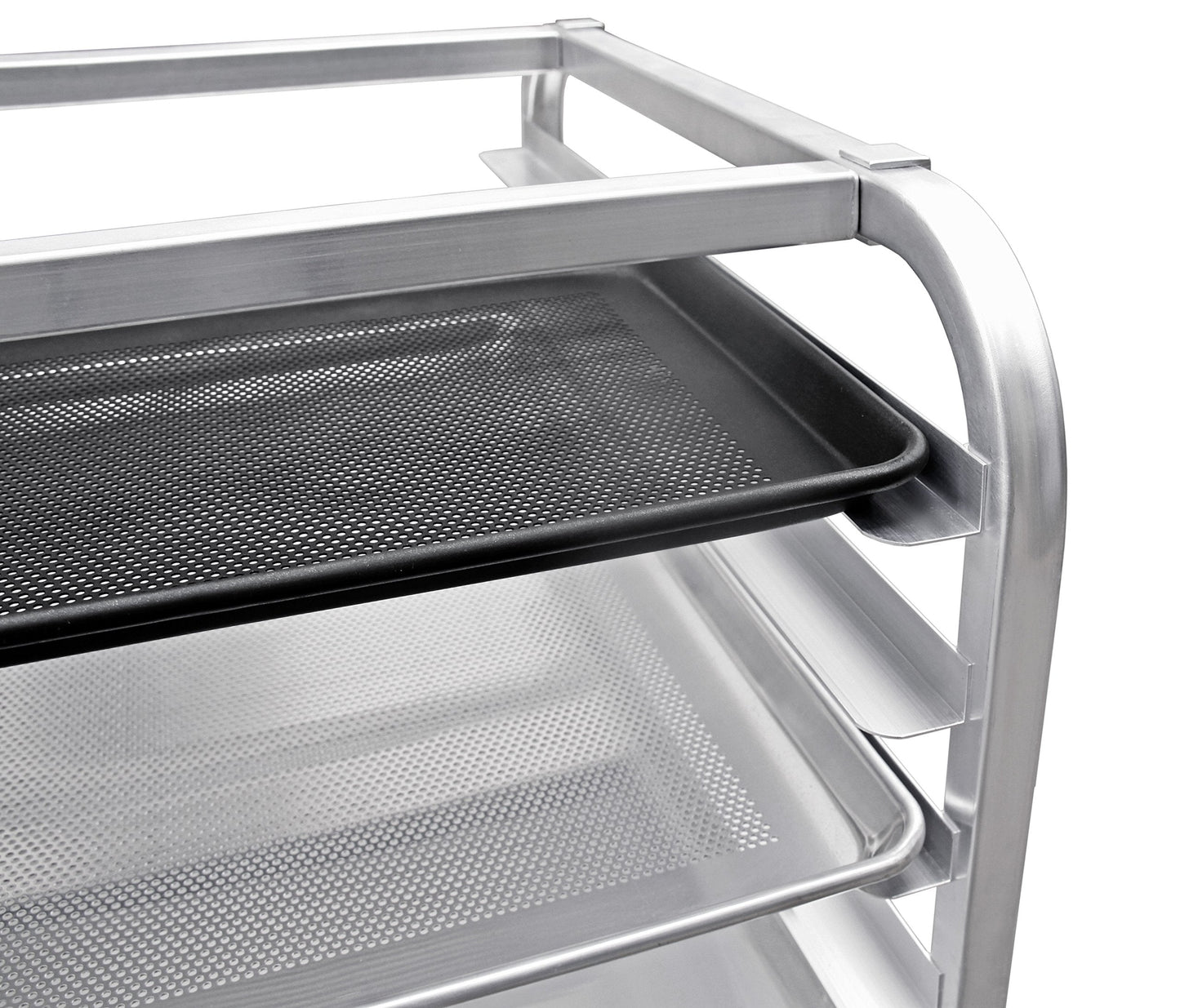 New Star Foodservice 36510 Commercial-Grade Aluminum 10-Tier Sheet Pan/Bun Pan Rack, 26" L x 20" W x 38" H with Brake Wheels Silver
