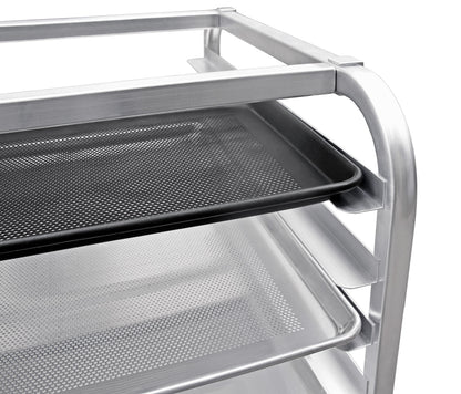 New Star Foodservice 36510 Commercial-Grade Aluminum 10-Tier Sheet Pan/Bun Pan Rack, 26" L x 20" W x 38" H with Brake Wheels Silver