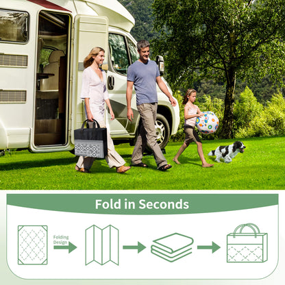 GENIMO Outdoor Rug Waterproof for Patio Decor, 10'x20' Foldable Reversible Plastic Straw Carpet, Outside Area Mat for Rv, Deck, Picnic, Porch, Camper, Balcony, Beach, Grey & White