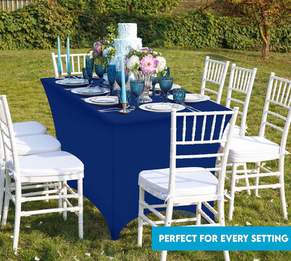Utopia Kitchen Spandex Tablecloth 2 Pack [6FT, Royal Blue] Tight, Fitted, Washable and Wrinkle Resistant Stretch Table Cloth Rectangle Cover for Trade Show, Weddings & Parties [72Lx30Wx30H Inch]