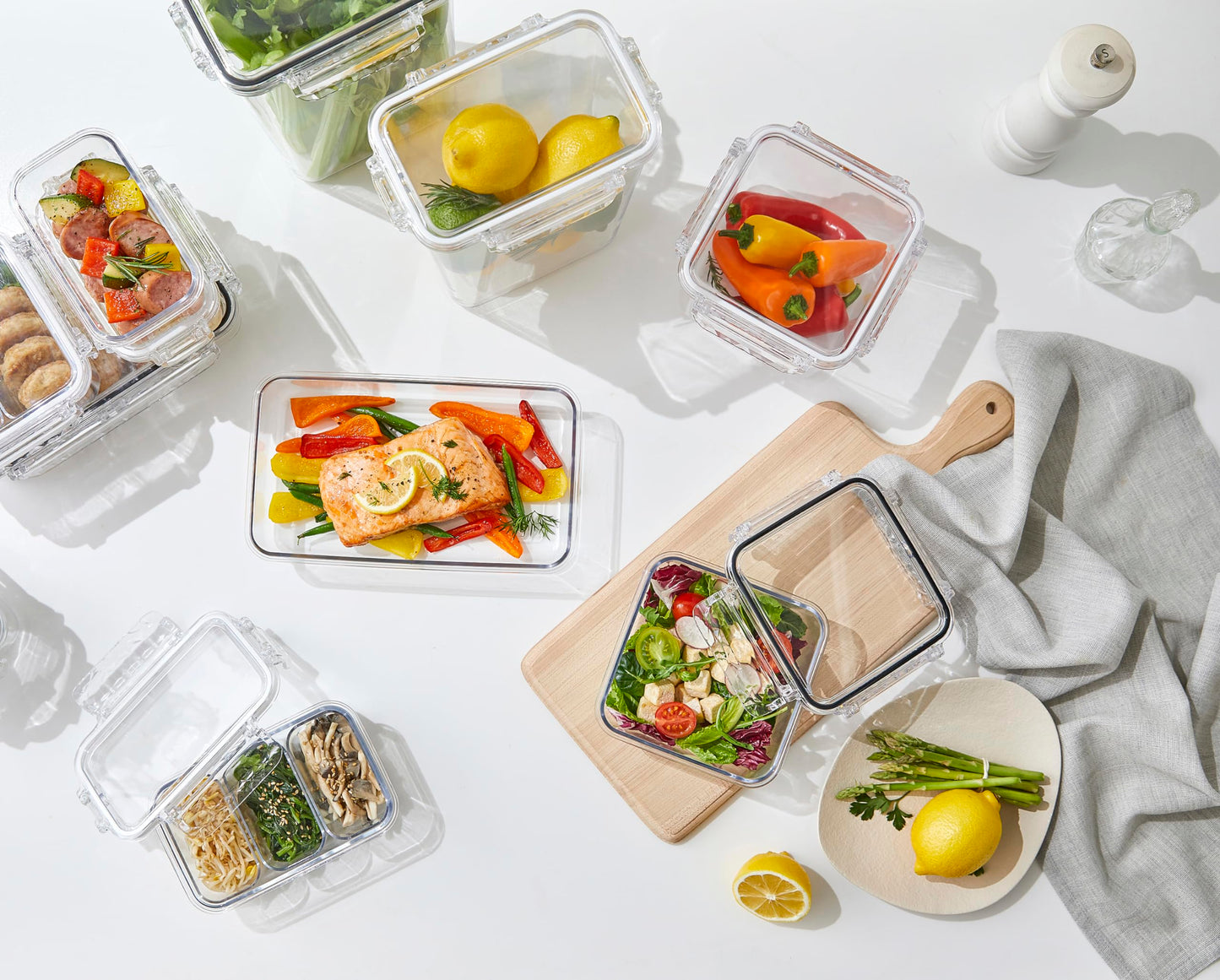 gotman Airtight Food Storage Containers with Lids Gift Set (6 pack) BPA-Free | Clear | Microwave, Freezer and Dishwasher Safe | Leak-Proof | Kitchen Fridge Organizer Fruit Boxes | Fresher Food
