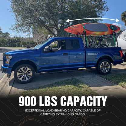 OBNAUX Universal Truck Ladder Racks, Extendable 46"-71" Overland Rear Bed Racks, 900 LBS Non-Drilling, Truck Cargo Carrier Fits Most Pickup Trucks, Back Cross Bars for Kayak, Surfboard, Lumber, Ladder