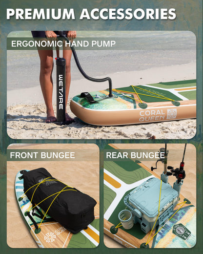 WETARE 11'6"x35" Inflatable Paddle Board, 450lbs Extra Wide Stand Up Sup Board for Adults, Blow Up Paddleboard Kayak Non-Slip Stable Deck Boat for Yoga Fishing Surf