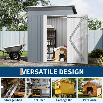 Garvee Outdoor Storage Shed 5x3 FT, Metal Garden Tool Shed with Lockable Doors & Vents, Weather-Resistant Backyard Storage Shed for Tools, Lawn Equipment & Patio