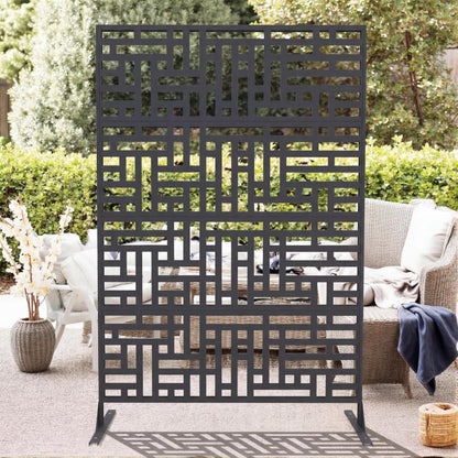 Metal Privacy Screen Outdoor - 71"x46" Freestanding Privacy Panels for Patio, Deck, Lawn & Garden, Weather-Resistant Rustproof Room Divider with Stand