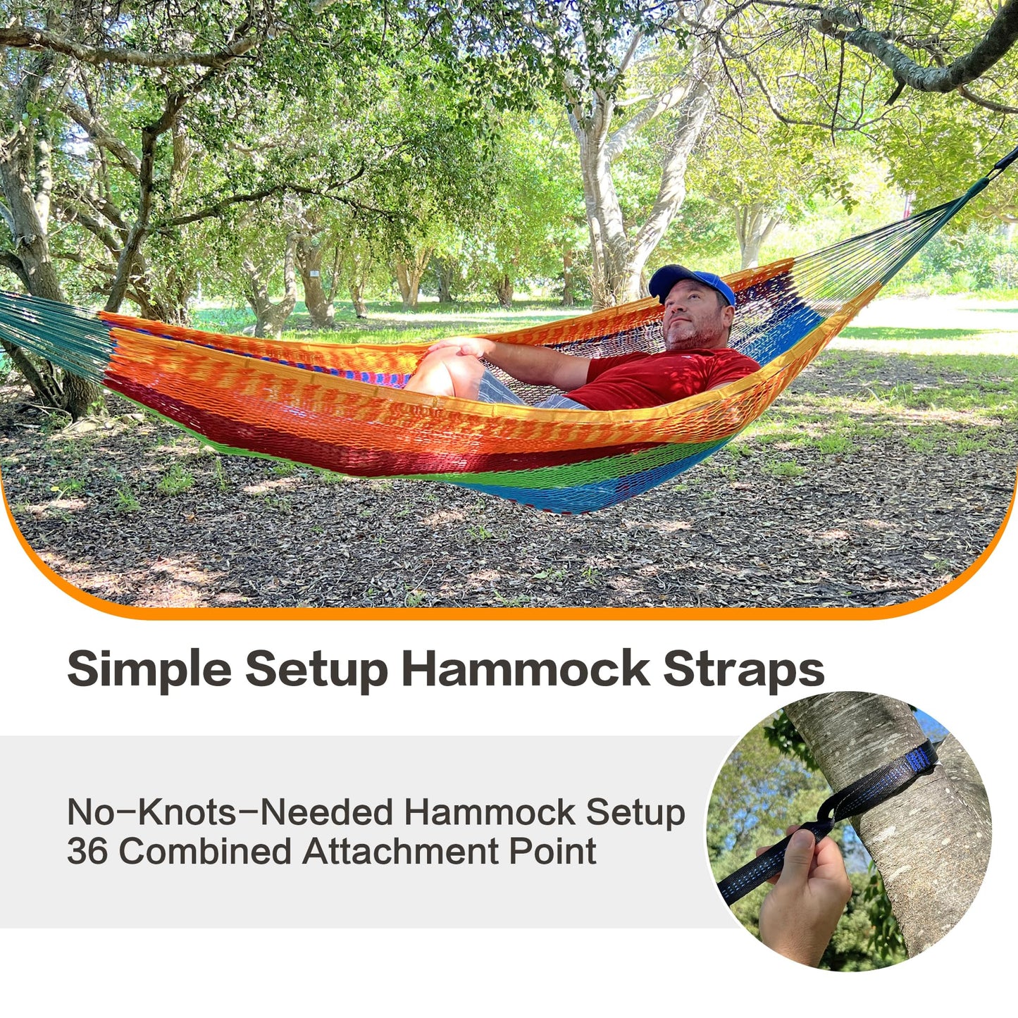 CHULIM Handwoven Mayan Hammock with 10ft Tree Straps, 550lbs Capacity Soft Rope Double Hammock, Portable Outdoor Hammock with Carry Bag for Camping Backyard Beach - Coffee