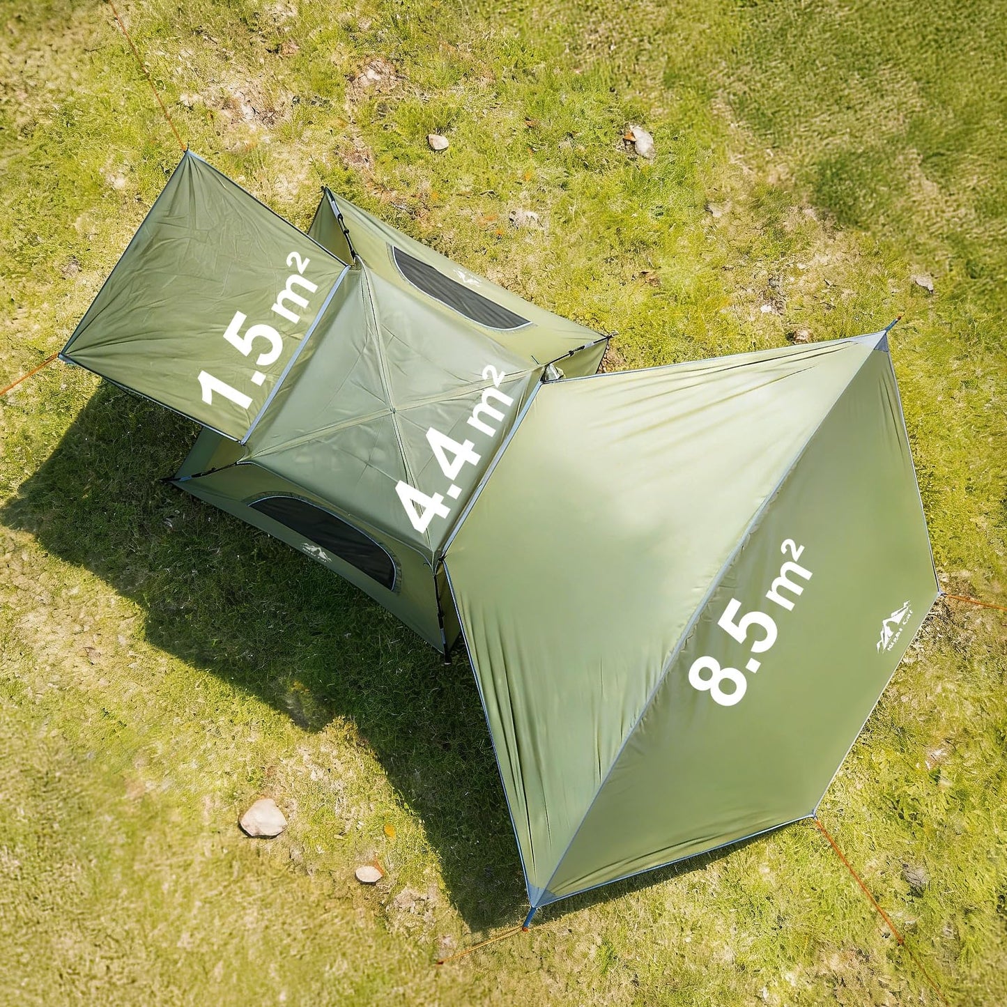 Night Cat 3-Person Camping Tent: Waterproof Instant Cabin Tent with Canopy Tarp for Family, 2-in-1 Canopy Tent with Porch Easy Setup