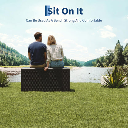 99 Gallon Waterproof Large Resin Deck Box Indoor Outdoor, Lockable Storage Container for Patio Furniture Cushions, Throw Pillows, Garden Tools, and Pool Floats Black 50" L x 26" W x 25" H