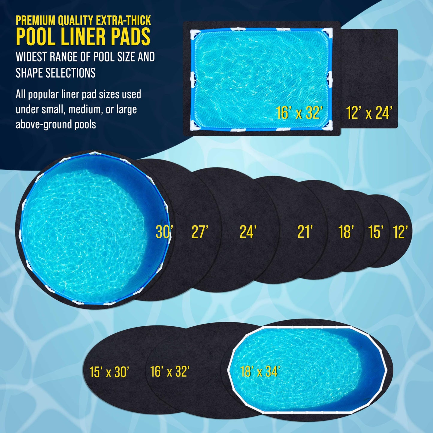 U.S. Pool Supply Ground Shield 16-Foot x 32-Foot Oval Heavy Duty Pool Liner Pad for Above Ground Swimming Pools - Protects Pool Liner, Prevents Punctures, Weed Barrier, Eco-Friendly Extends Liner Life