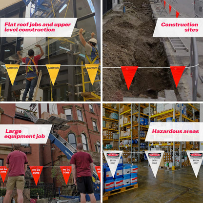 NACARUM OSHA Perimeter Marking Flags (408FT String) Warn of Hazardous Areas, Traffic Control.Marking Construction Sites, Scaffolding, Sporting Events, Private Property.