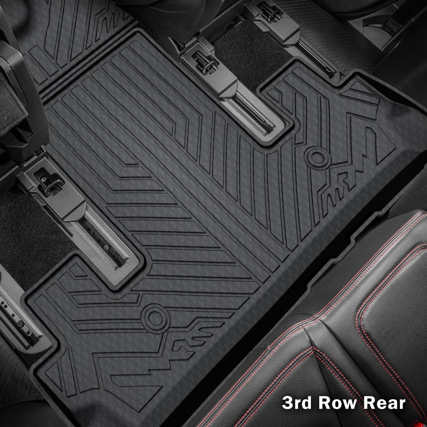 KUST Floor Mats for 2018-2024 Ford Expedition Accessories (7-Seat Only, Not for MAX), All Weather Car Mats Front Rear 3 Rows Floor Liners, TPE Rubber, Raised Edge, Extended Lip