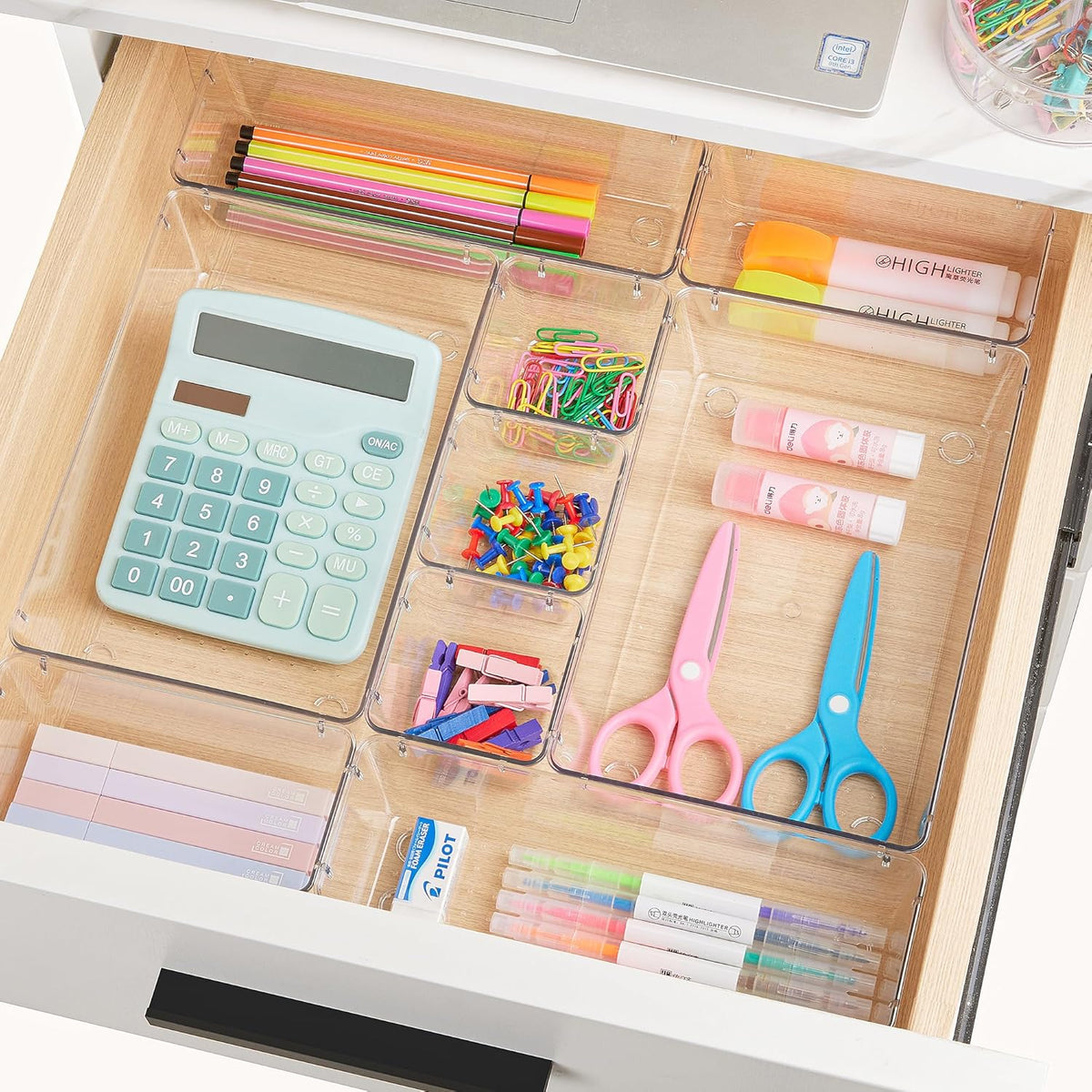 Vtopmart Clear Plastic Drawer Organizers Set - 25 PCS Versatile Storage Bins for Bathroom, Makeup, Kitchen & Office