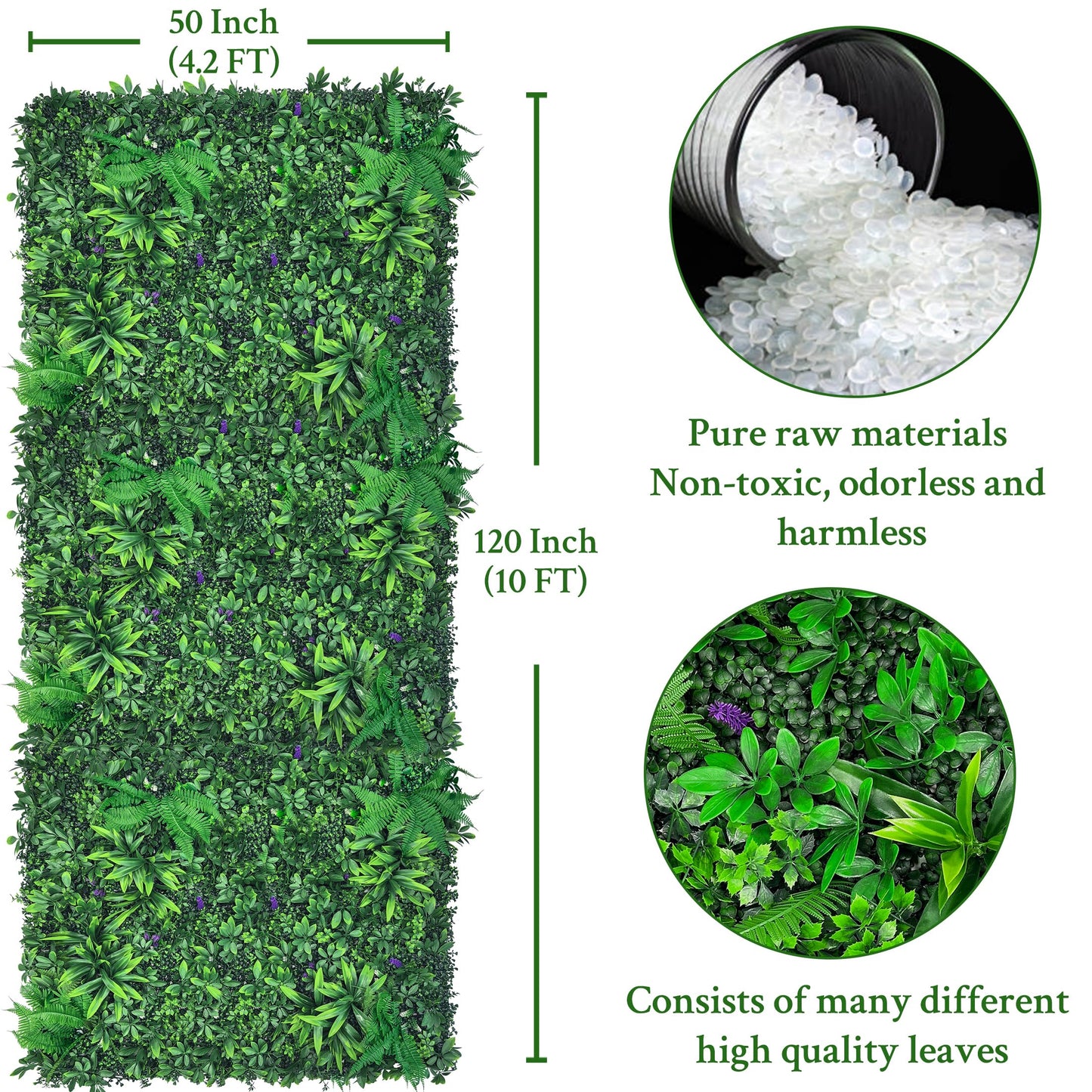 ODTORY Artificial Greenery Wall Panels: 50'' x 120'' UV-Anti Faux Greennery Grass Wall Privacy Backdrop Fence Screen for Garden Fence Covering Privacy, Outdoor Indoor Home Decor