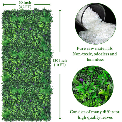 ODTORY Artificial Greenery Wall Panels: 50'' x 120'' UV-Anti Faux Greennery Grass Wall Privacy Backdrop Fence Screen for Garden Fence Covering Privacy, Outdoor Indoor Home Decor