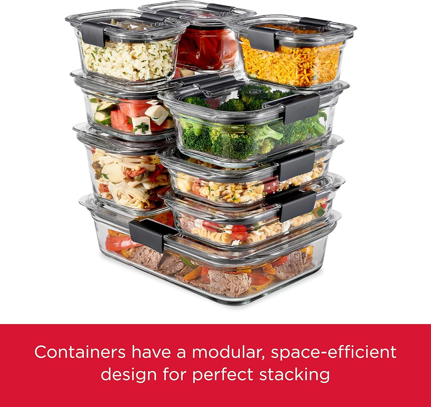 Rubbermaid Brilliance Glass Food Storage Container - 8-Cup, BPA-Free & Leak-Proof | 2-Piece Set