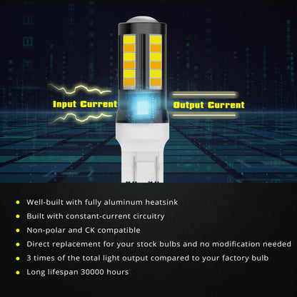 Alla Lighting 7443 Switchback LED Bulbs, Dual-Color Amber Yellow & Xenon White, T20 7443 7444, Model Alla-7443-5730+1616