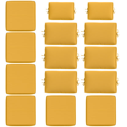 Kimunuk 14 Pcs Outdoor Cushion Slipcovers All-Weather Patio Cushion Covers, Replacement Waterproof with Zipper for Patio Furniture, Sectional Couch 3 Sizes, Covers Only